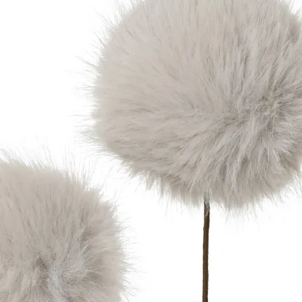 Branche de 3 boules fourrure synthétique 70 cm  - détails