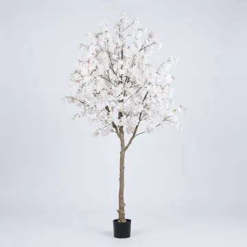 CERISIER FLEUR artificiel 240 cm blanc rosé sur fond gris