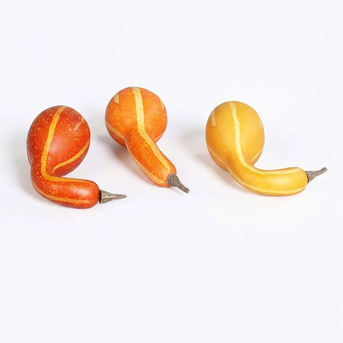 CITROUILLE artificielle coloquinte 14 cm  lot de 3 cote à cote