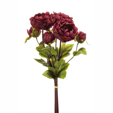 bouquet de PIVOINE artificielle 50 cm bordeaux