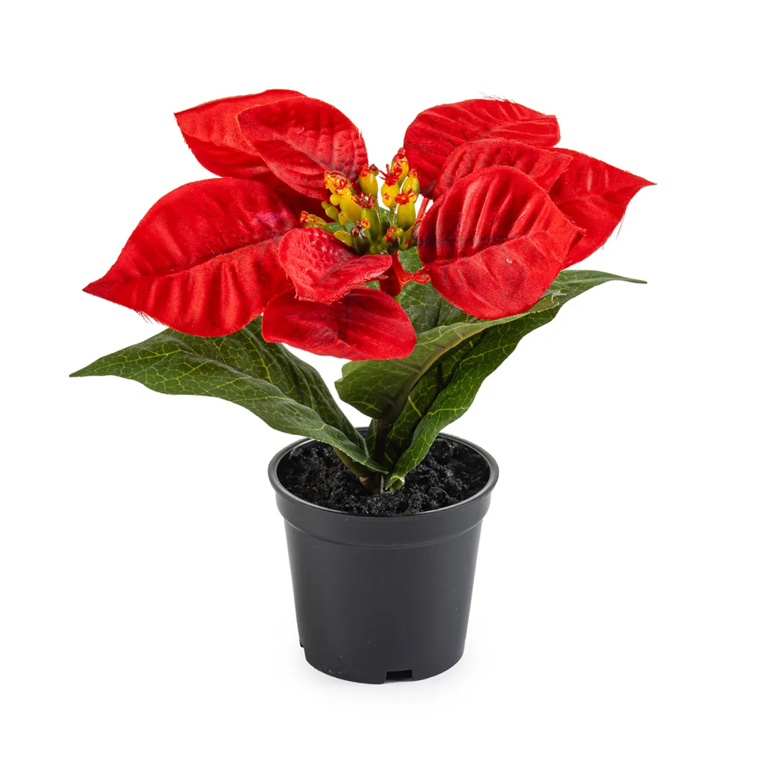 POINSETTIA artificiel 15 cm en pot - rouge