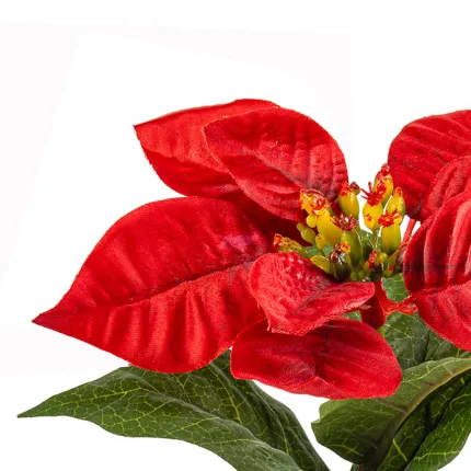 POINSETTIA artificiel 15 cm en pot - rouge détail