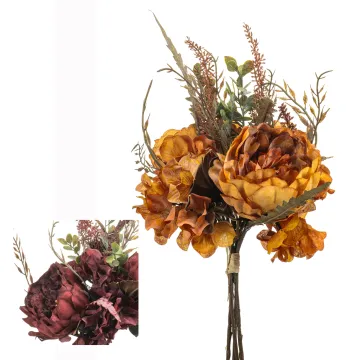 bouquet artificiel PIVOINE HORTENSIA 30 cm  - 2 couleurs