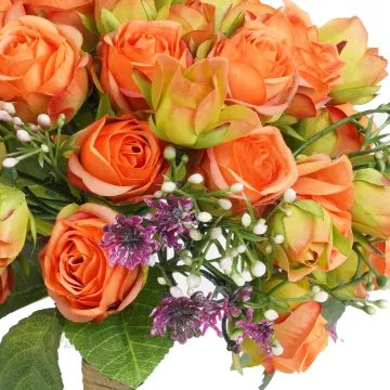 bouquet de mini ROSES artificielles 25 cm - détails fleurs