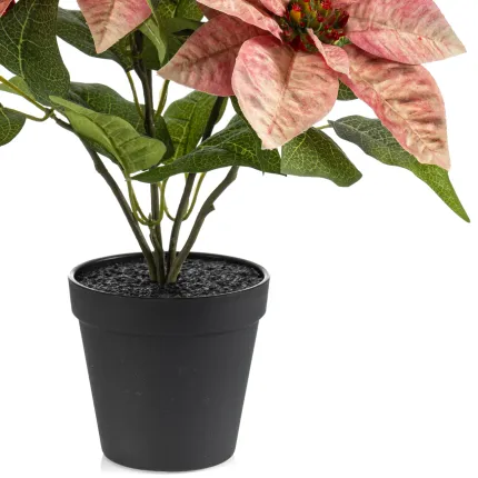 POINSETTIA artificiel 45 cm en pot - pot fourni