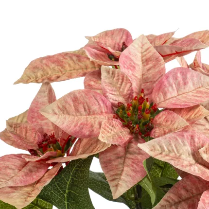 POINSETTIA artificiel 45 cm en pot - détails fleurs vu rapproché