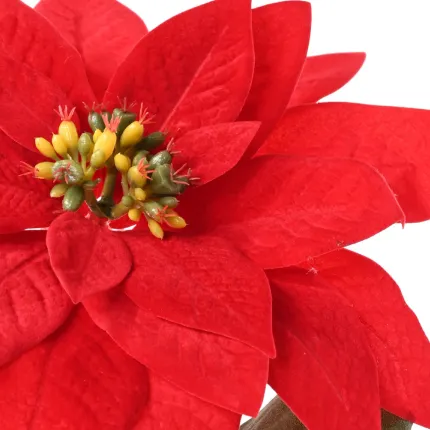 POINSETTIA artificiel grande taille (Etoile de Noël) 80 cm - détails pistils