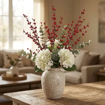 branche BAIES artificielle 90 cm - composition dans un salon