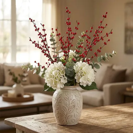 branche BAIES artificielle 90 cm - composition dans un salon