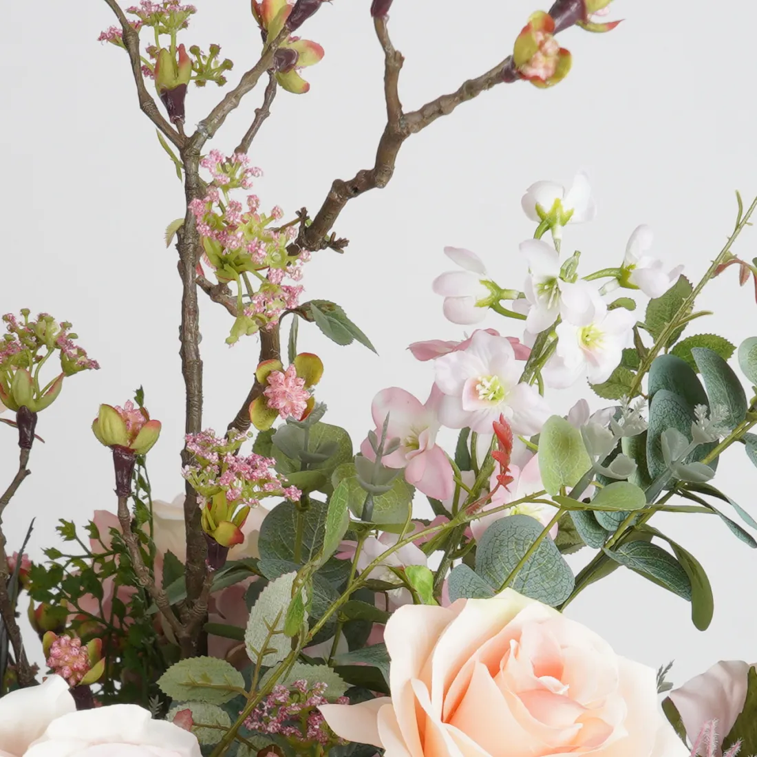bouquet artificiel pastel 60 cm - détails  bois