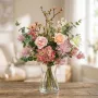 bouquet artificiel pastel 75 cm sur une table dans un salon