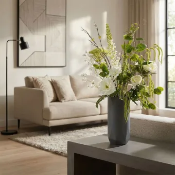 bouquet artificiel blanc 95 cm dans un salon
