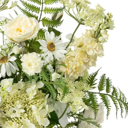 bouquet artificiel blanc 60 cm - détails fleurs