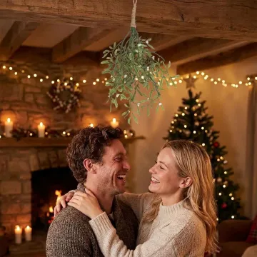 GUI artificiel 50 cm à suspendre tradition du baiser sous le gui