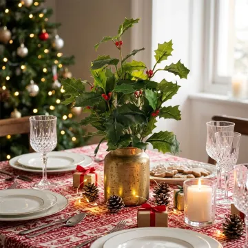 HOUX artificiel 40 cm détails sur une table de fête