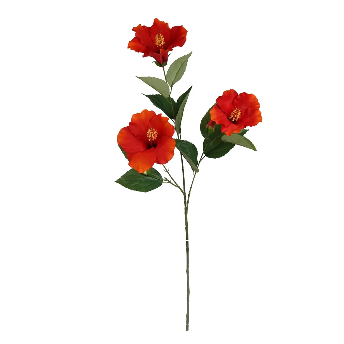 HIBISCUS artificiel rouge 80 cm  en tige