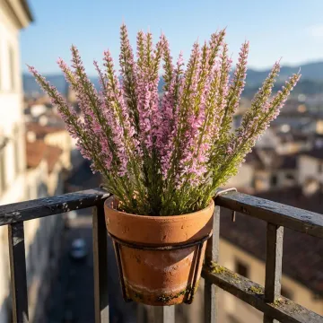 bruyère artificielle 28 cm - sur un garde corps