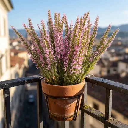 bruyère artificielle 28 cm - sur un garde corps