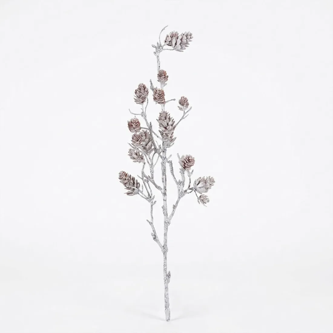 Branche artificielle avec  pommes de pin 50 cm effet blanchi