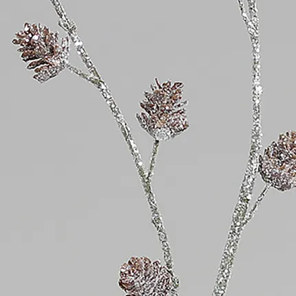 Branche artificielle de  pommes de pin 80 cm effet pailleté