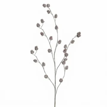 Branche artificielle de  pommes de pin 80 cm effet pailleté