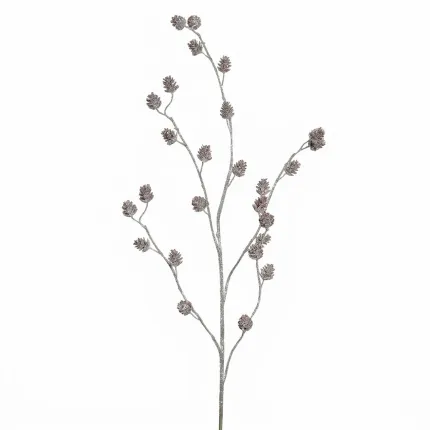 Branche artificielle de  pommes de pin 80 cm effet pailleté