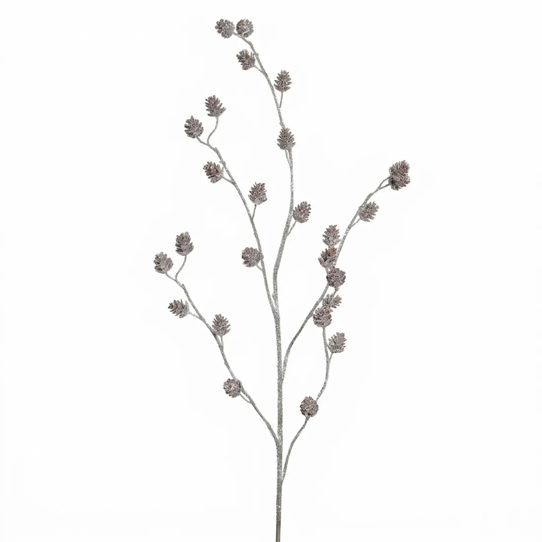 Branche artificielle de  pommes de pin 80 cm effet pailleté