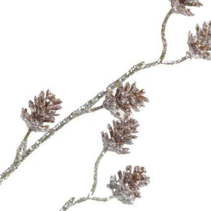 Branche artificielle de  pommes de pin 80 cm effet pailleté