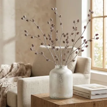 Branche artificielle de pommes de pin 80 cm effet pailleté