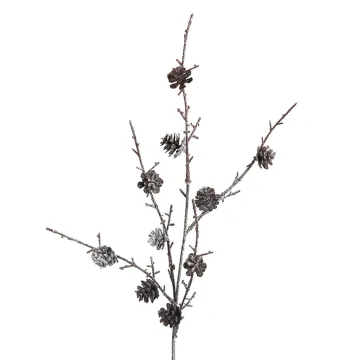 Branche artificielle de  pommes de pin 70 cm effet pailleté