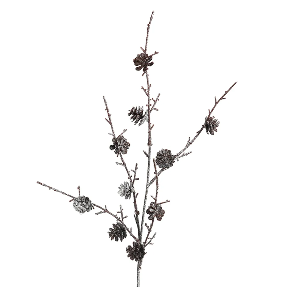 Branche artificielle de  pommes de pin 70 cm effet pailleté