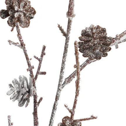 Branche artificielle de  pommes de pin 70 cm effet pailleté