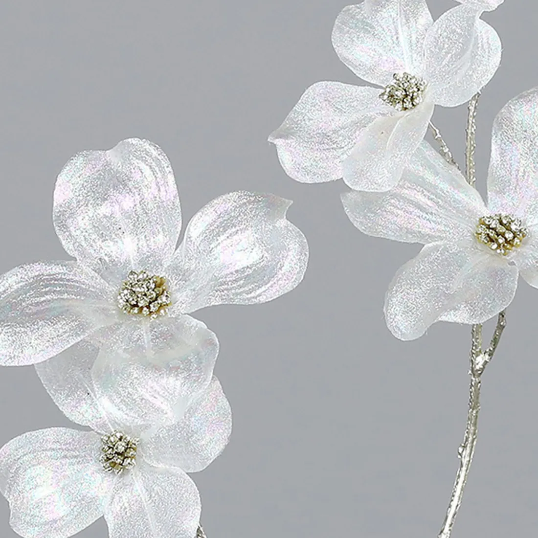 Cornouiller artificiel translucide 86 cm  détails fleurs