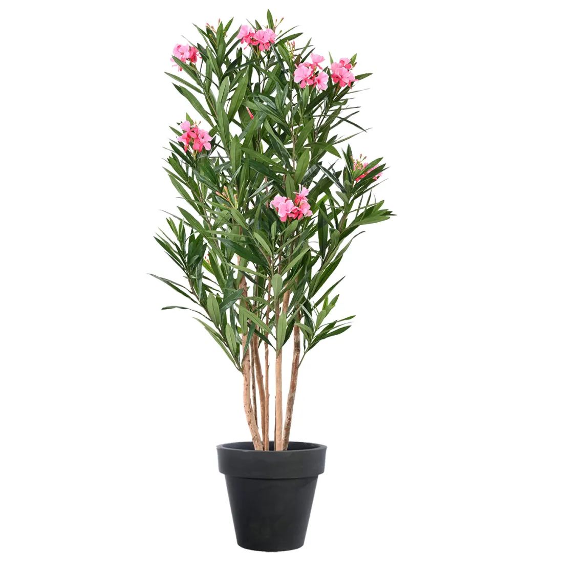 Laurier rose artificiel en fleurs 140 cm en pot de présentation