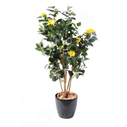HIBISCUS jaune artificiel 110 cm