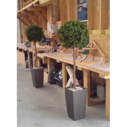 mis en situation dans pot BUIS artificiel TIGE BOULE NEW 110 à 170 cm