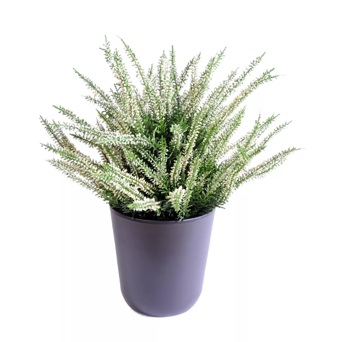 bruyère artificielle blanc en pot 35 cm en pot noir