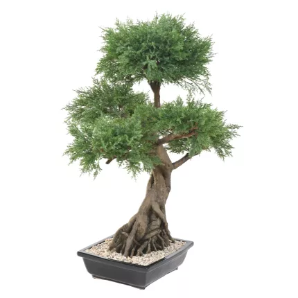 BONSAI artificiel JUNIPERUS en coupe   100 cm de profil